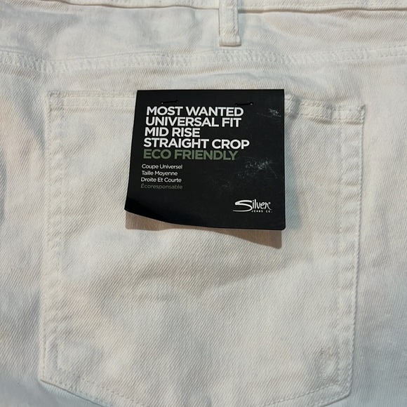 Nwt silver white jeans size 24W raw hem. A272 - Picture 6 of 6